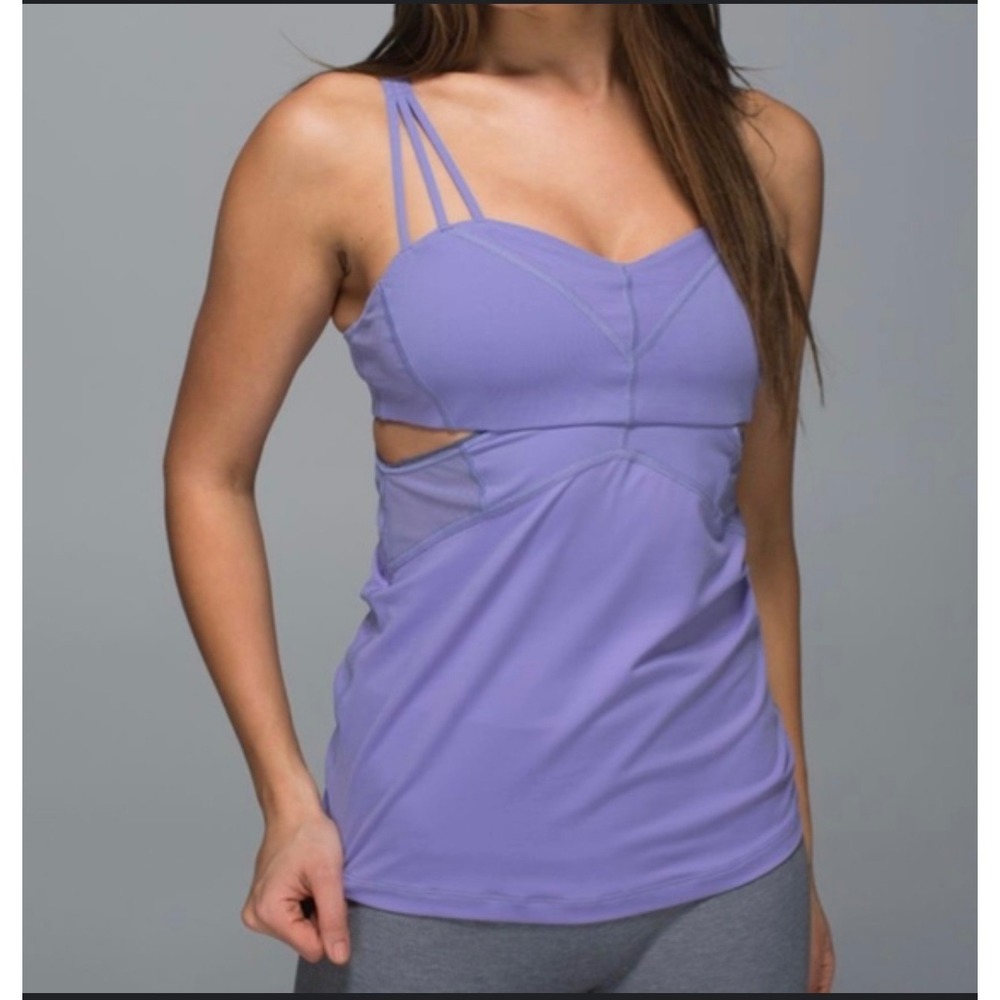 Lululemon No Limits Women's Workout‎ Tank Top Purple Strappy Back Built In Bra